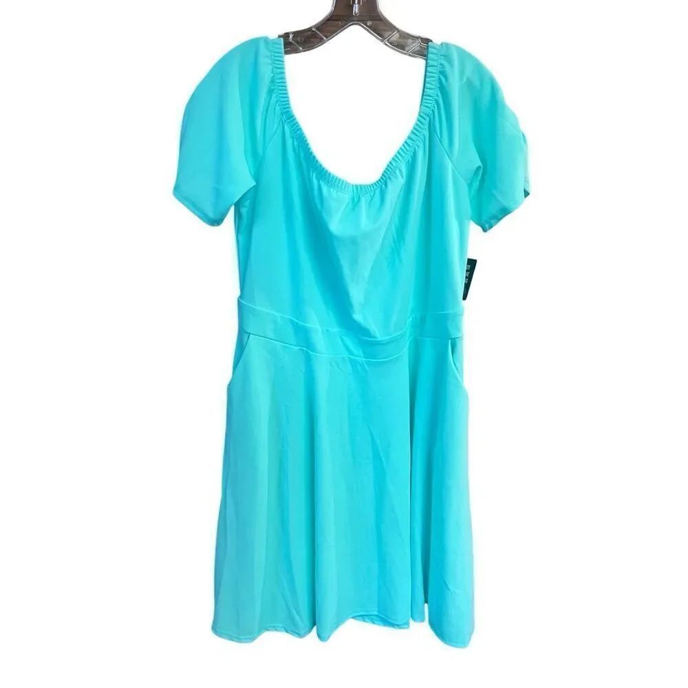 Ashley Stewart Off The shoulder Ice Green Dress Sz 18/20 NWT